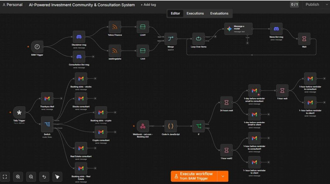 n8n workflow for an AI consultation system