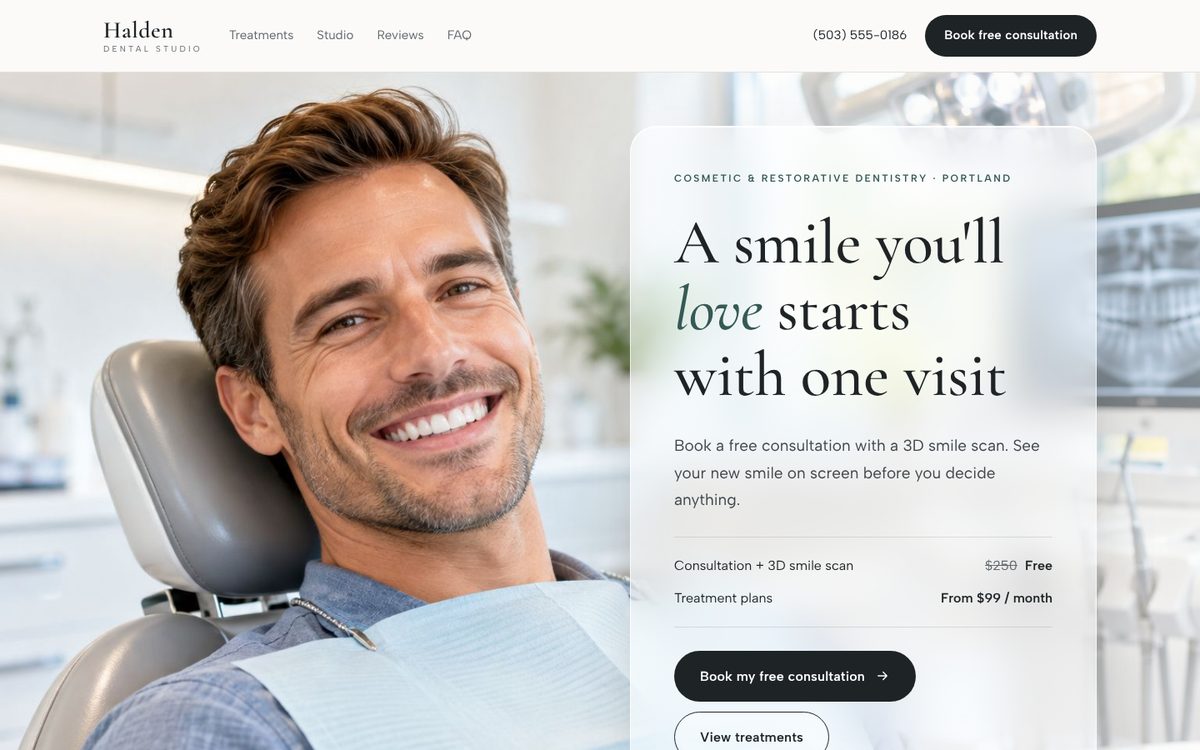 Halden Dental Studio landing page